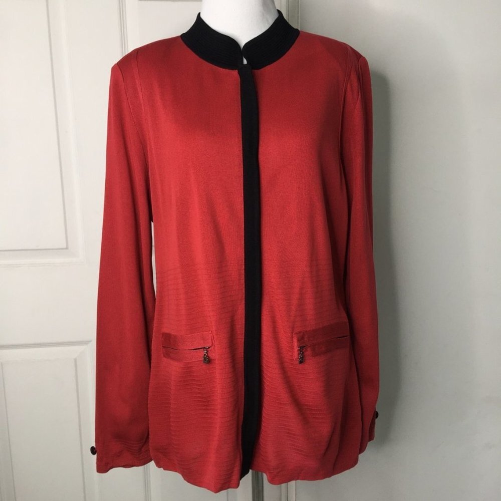 Exclusively Misook Red Top Blouse Size Large